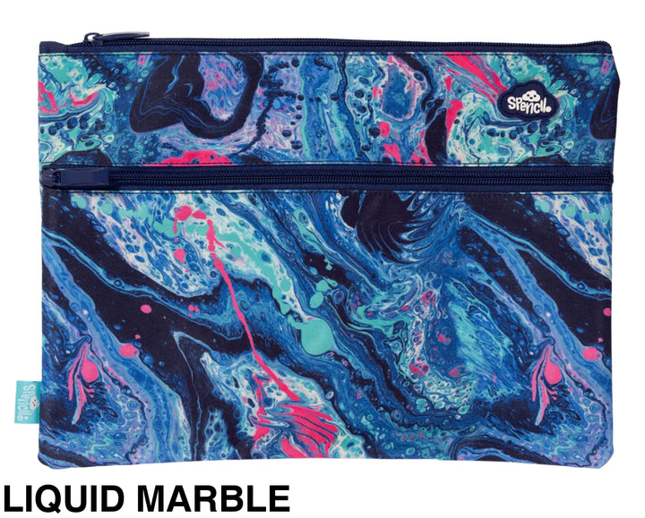Spencil A4 Twin Zip Pencil Case Liquid Marble