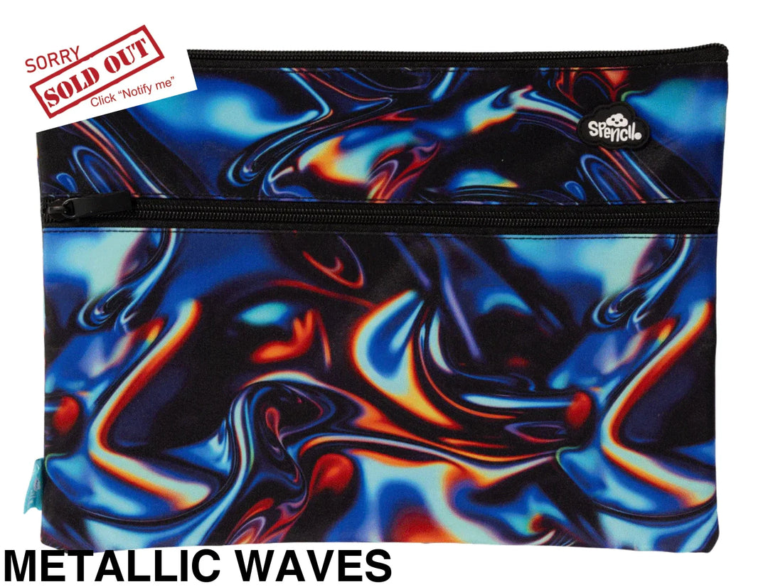 Spencil A4 Twin Zip Pencil Case Metallic Waves