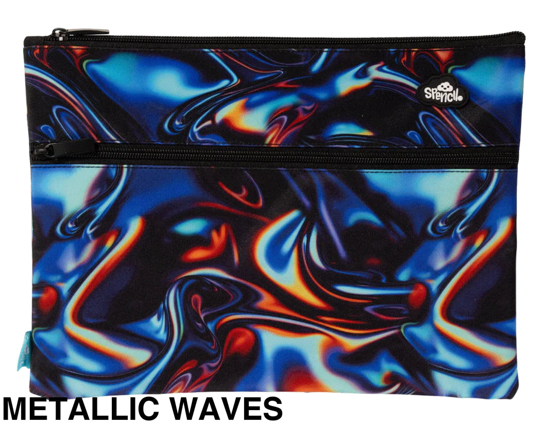 Spencil A4 Twin Zip Pencil Case Metallic Waves