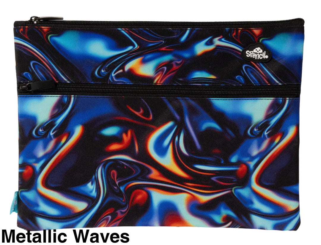 Spencil A4 Twin Zip Pencil Case Metallic Waves