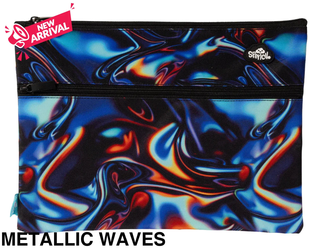 Spencil A4 Twin Zip Pencil Case Metallic Waves