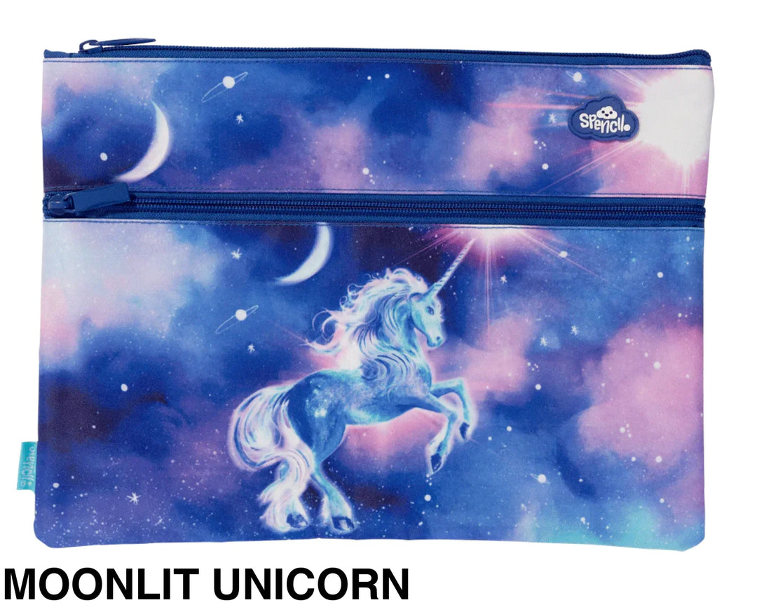 Spencil A4 Twin Zip Pencil Case Moonlit Unicorn