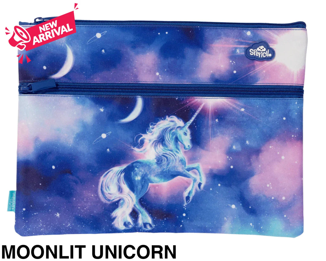 Spencil A4 Twin Zip Pencil Case Moonlit Unicorn