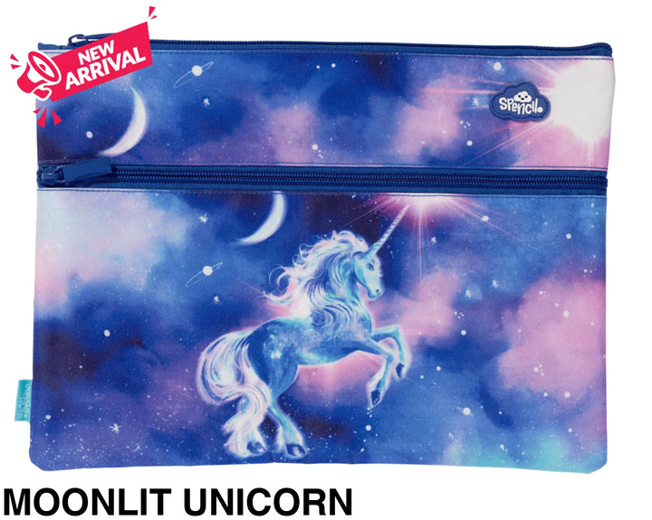 Spencil A4 Twin Zip Pencil Case Moonlit Unicorn