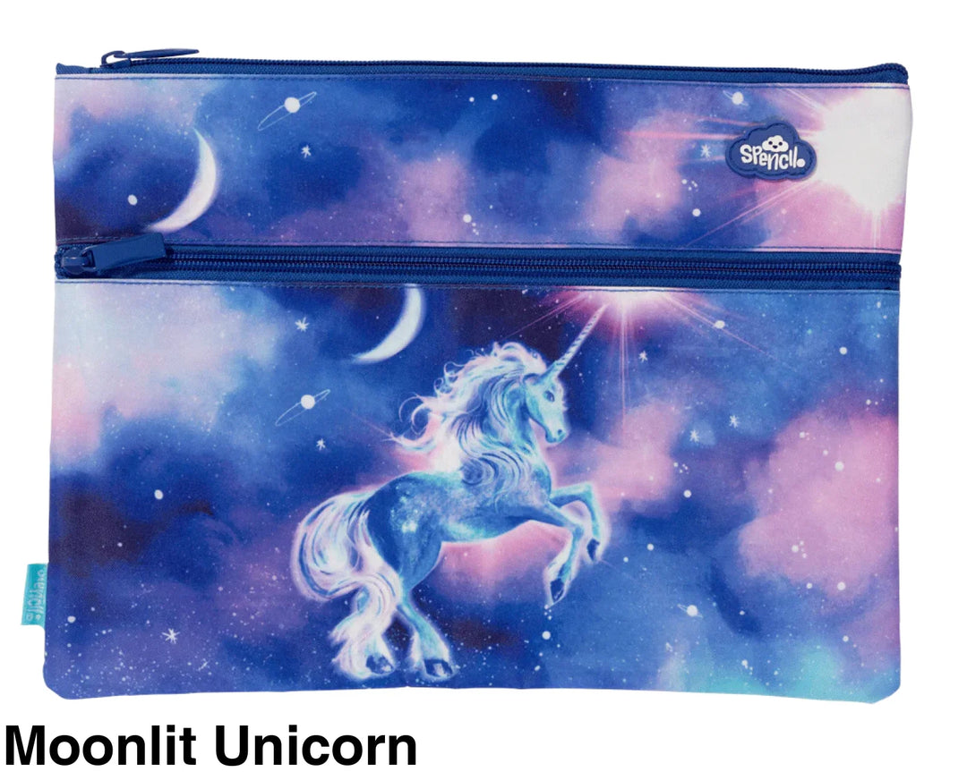 Spencil A4 Twin Zip Pencil Case Moonlit Unicorn