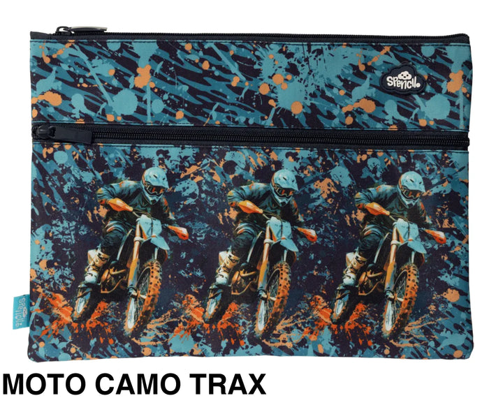 Spencil A4 Twin Zip Pencil Case Moto Camo Trax