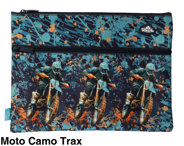 Spencil A4 Twin Zip Pencil Case Moto Camo Trax