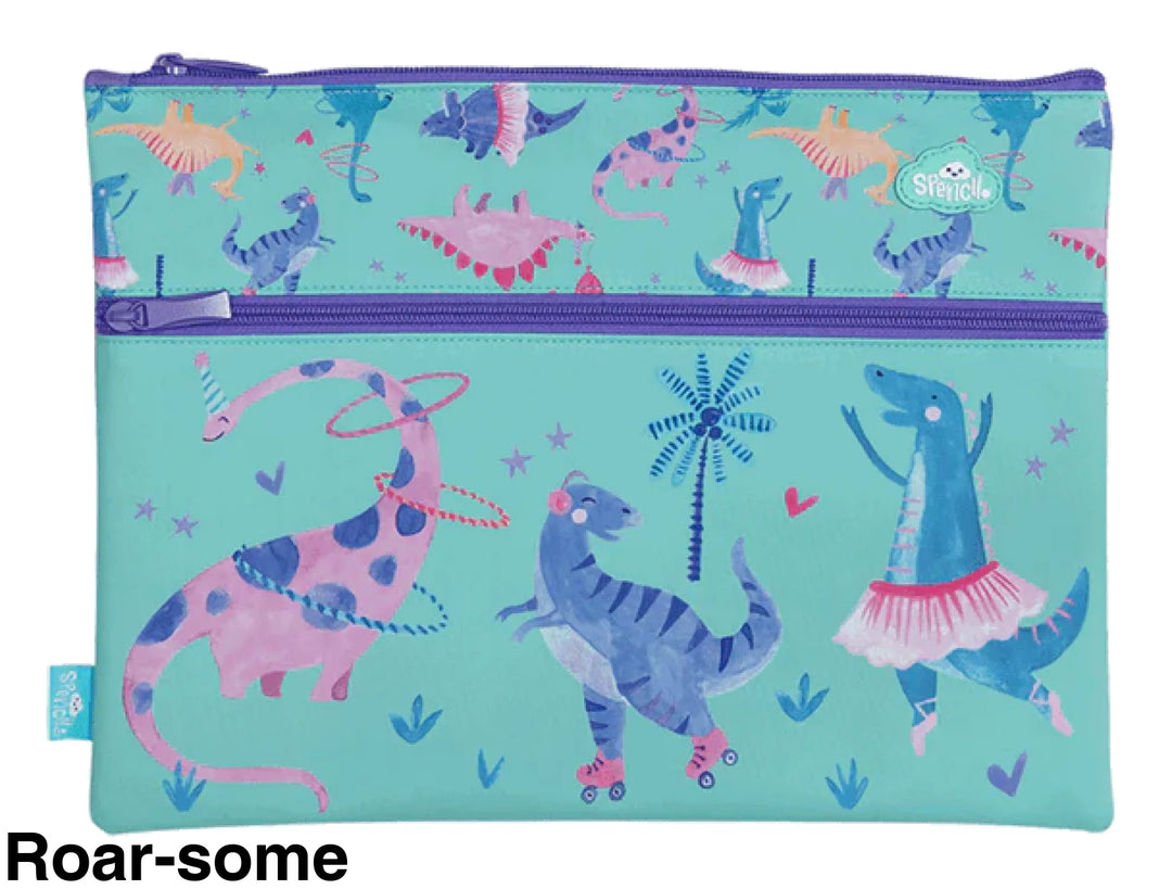 Spencil A4 Twin Zip Pencil Case Roar-some