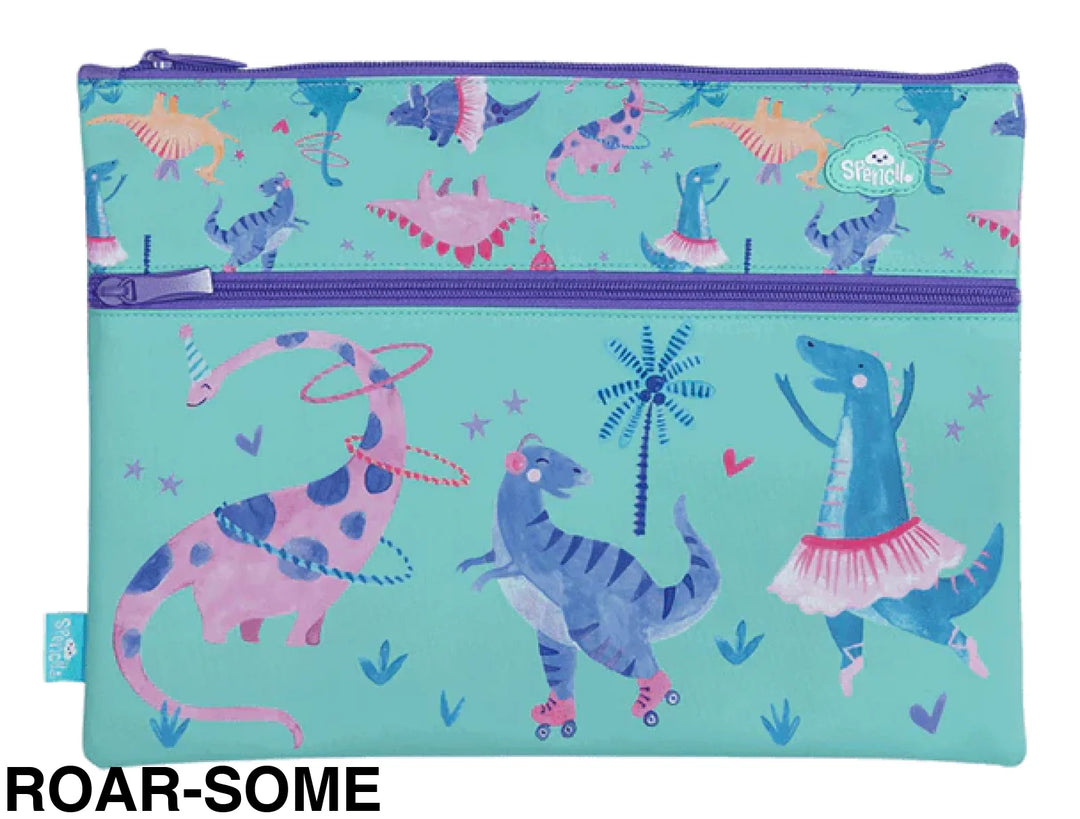 Spencil A4 Twin Zip Pencil Case Roar-some