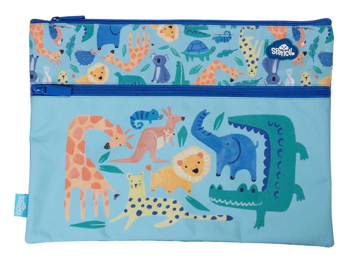 Spencil A4 Twin Zip Pencil Case Safari Puzzle