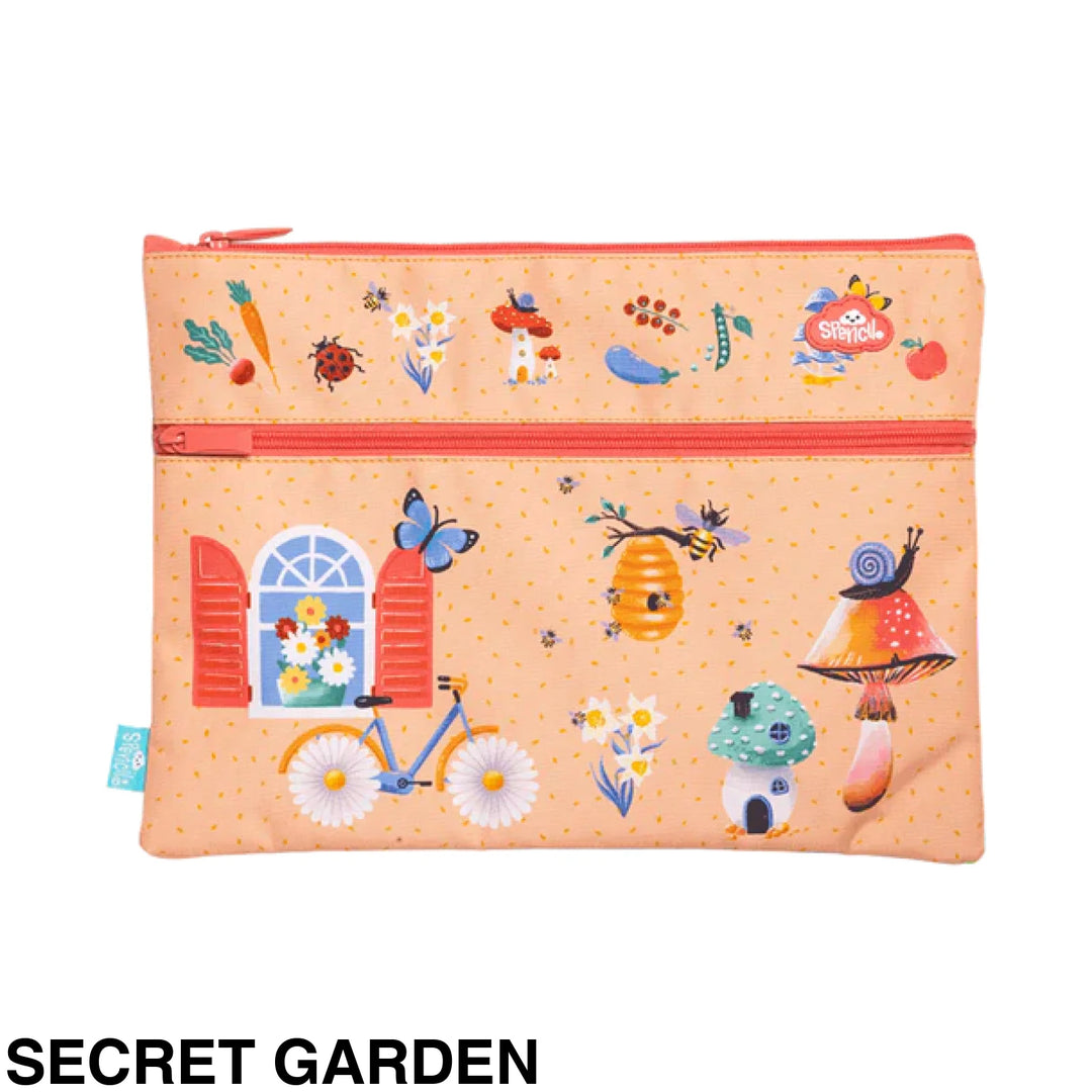 Spencil A4 Twin Zip Pencil Case Secret Garden