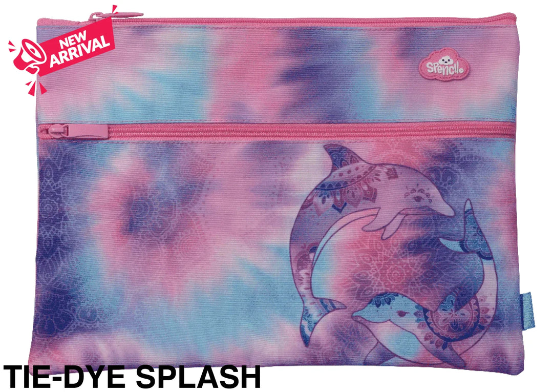 Spencil A4 Twin Zip Pencil Case Tie-Dye Splash