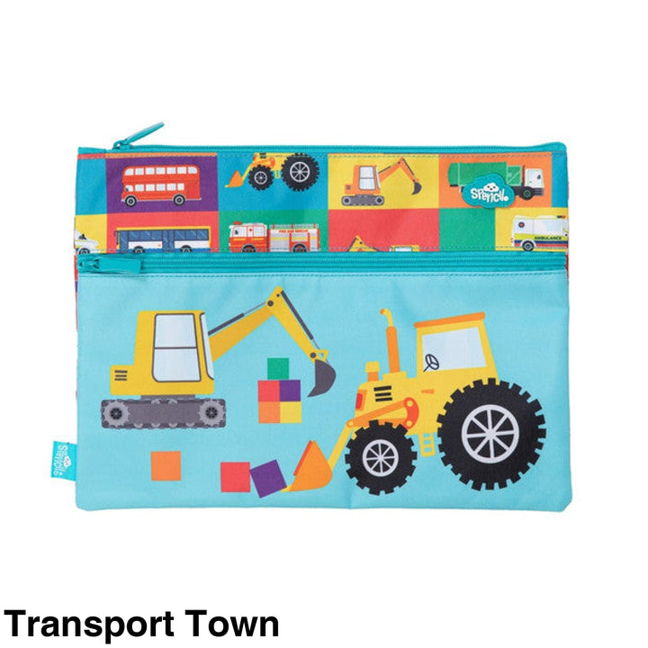 Spencil A4 Twin Zip Pencil Case Transport Town