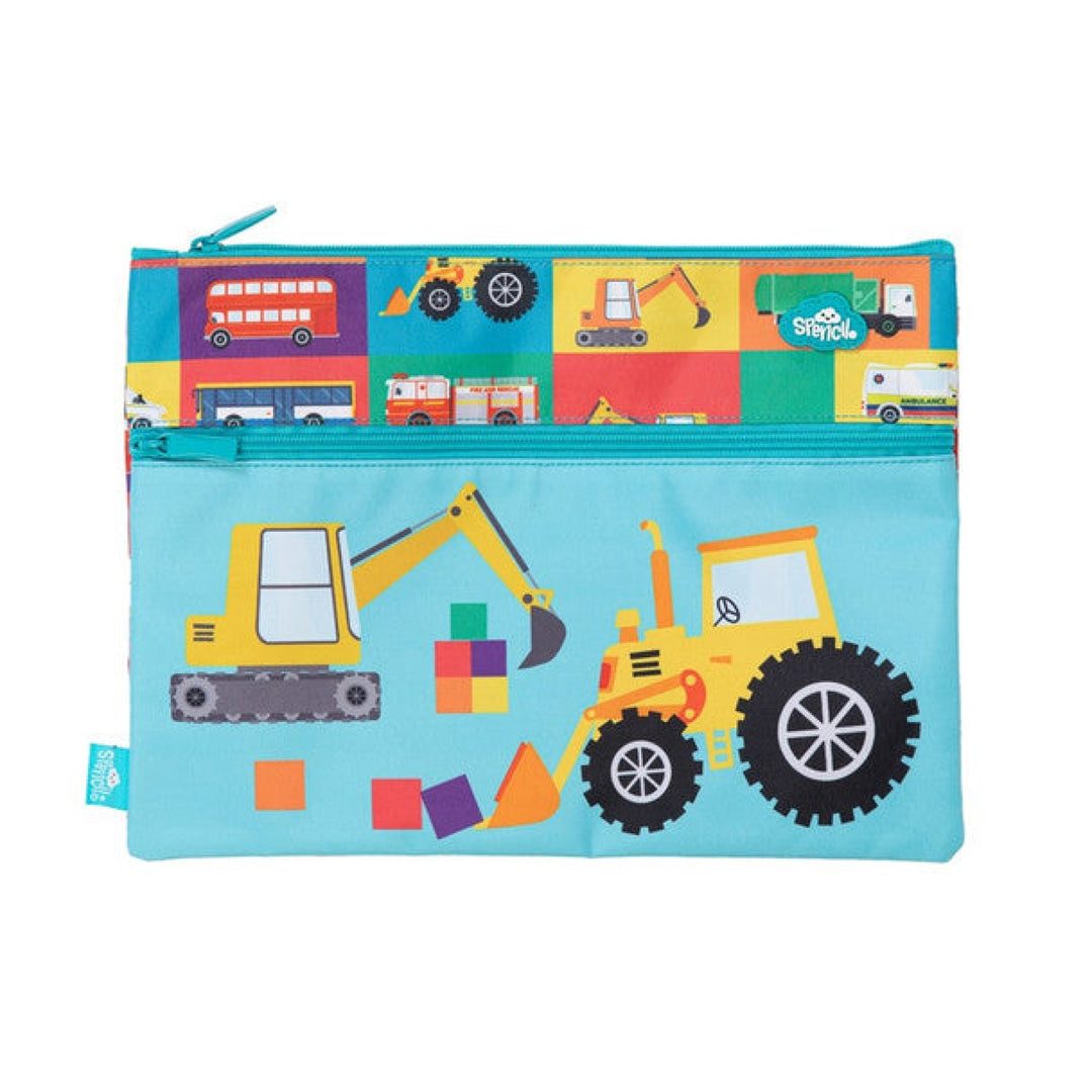 Spencil A4 Twin Zip Pencil Case Transport Town