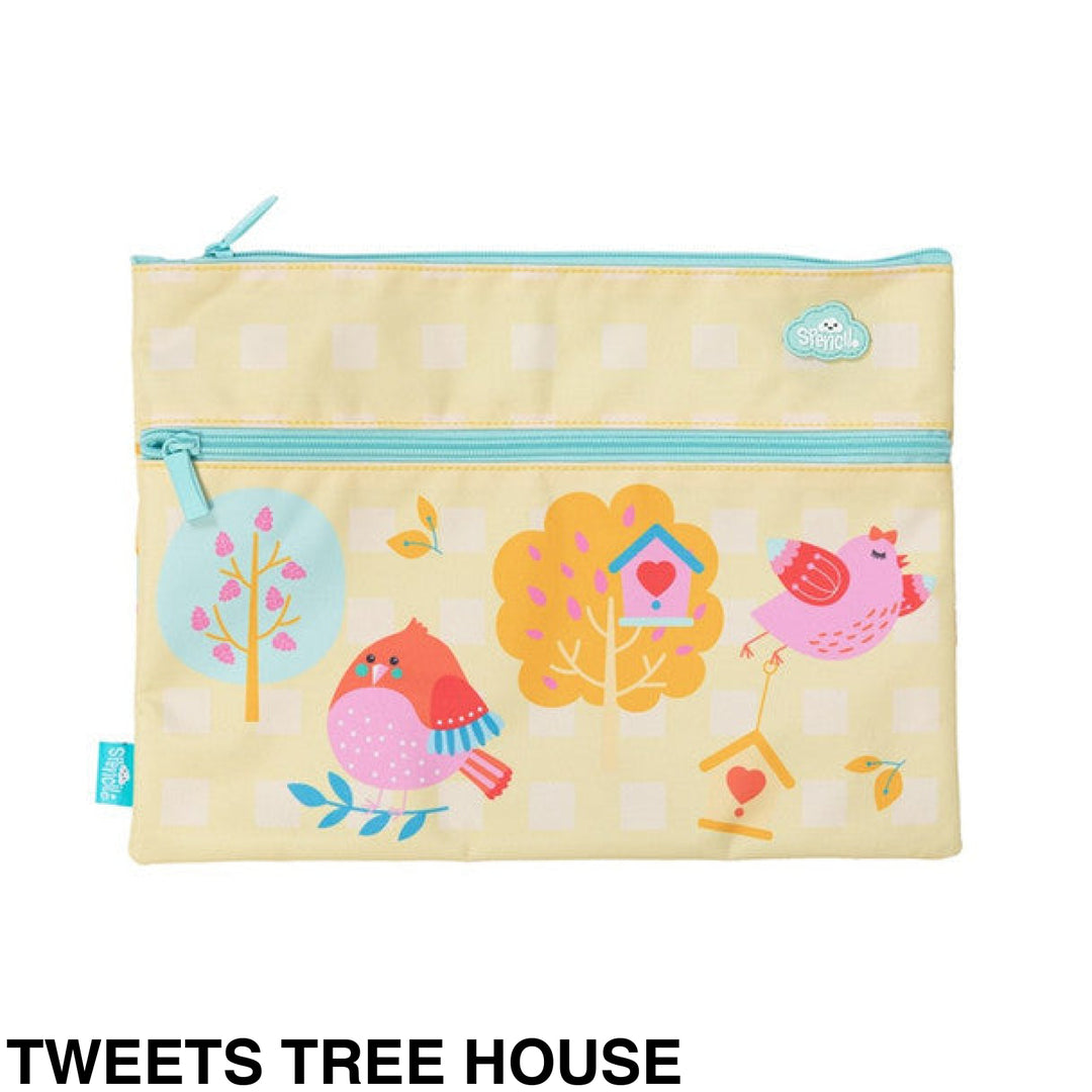 Spencil A4 Twin Zip Pencil Case Tweets Tree House