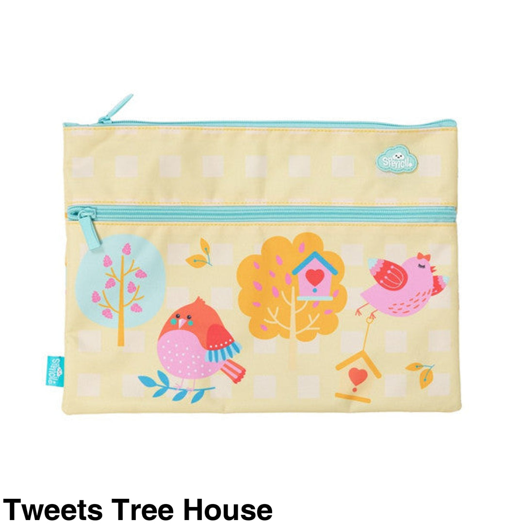 Spencil A4 Twin Zip Pencil Case Tweets Tree House