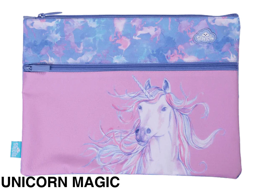 Spencil A4 Twin Zip Pencil Case Unicorn Magic