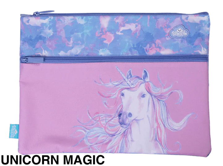 Spencil A4 Twin Zip Pencil Case Unicorn Magic