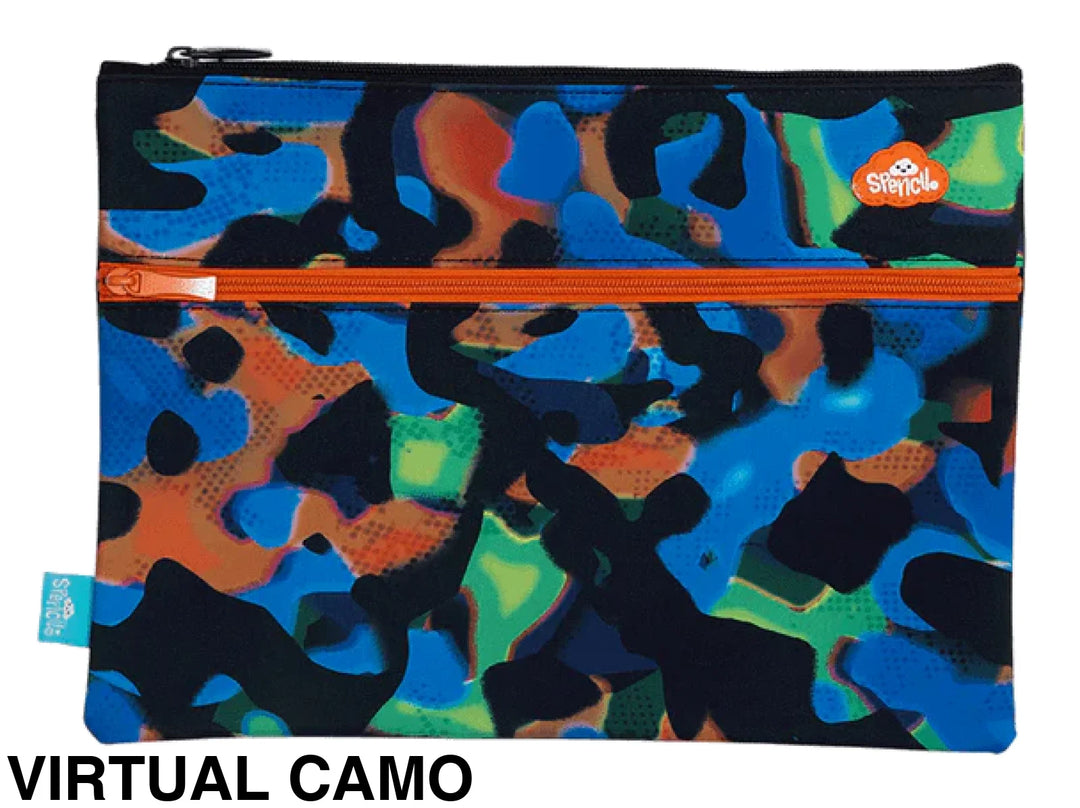 Spencil A4 Twin Zip Pencil Case Virtual Camo