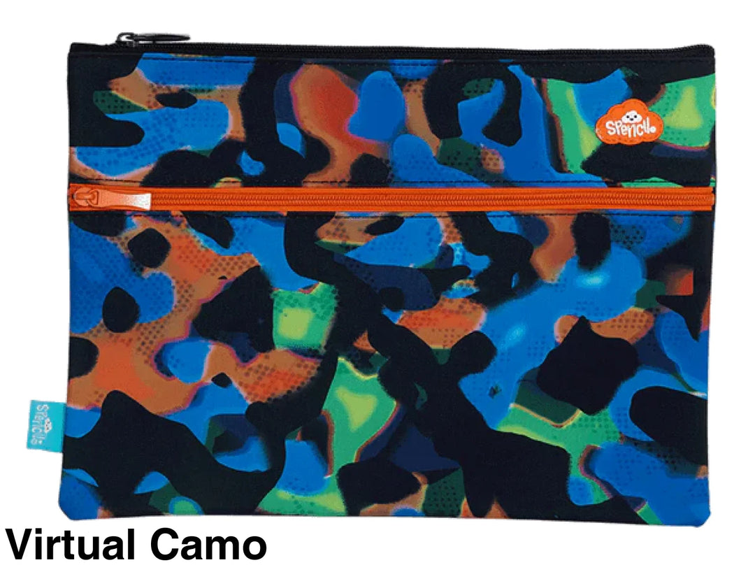Spencil A4 Twin Zip Pencil Case Virtual Camo