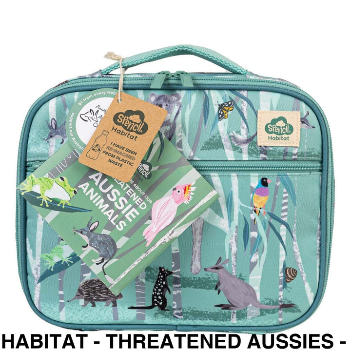 Spencil Big Cooler Lunch Bag Habitat - Threatened Aussies - Made from Recycled Polyester