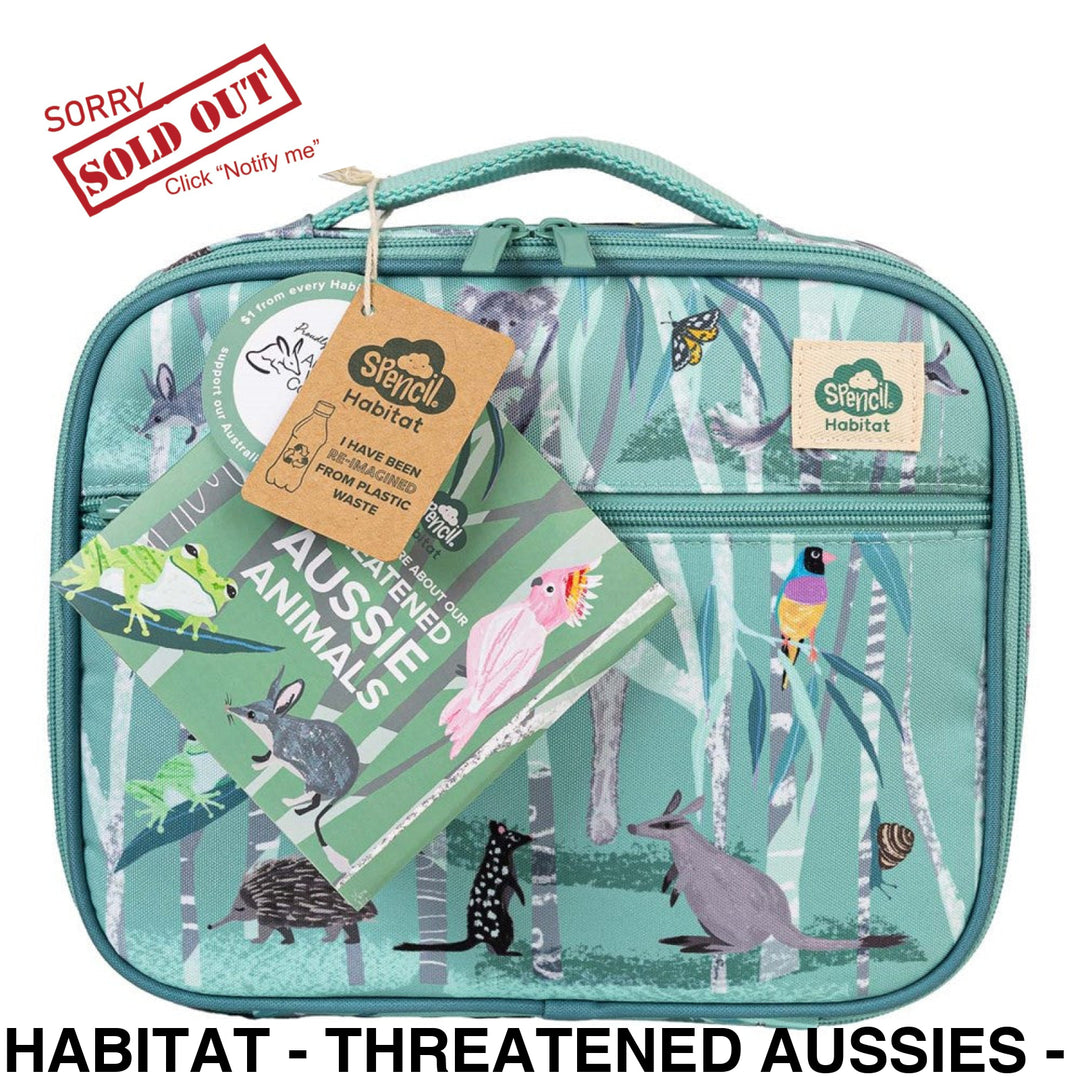 Spencil Big Cooler Lunch Bag Habitat - Threatened Aussies - Made from Recycled Polyester