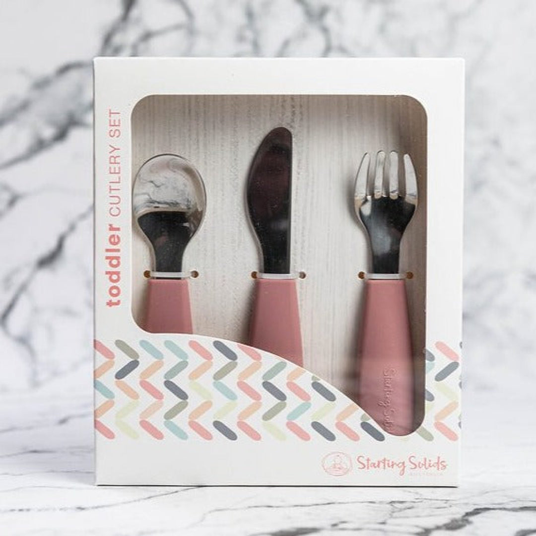 Starting Solids Big Kid Silvie Cutlery Set Dusty Rose Pink