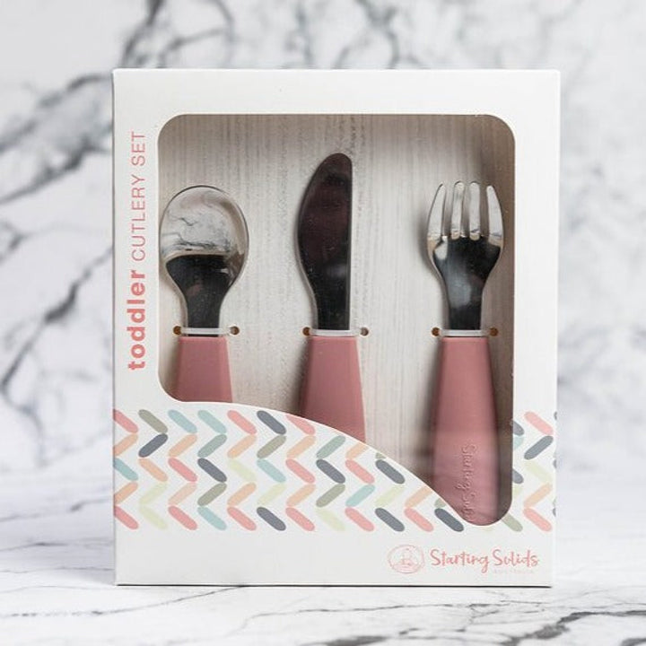 Starting Solids Big Kid Silvie Cutlery Set Dusty Rose Pink