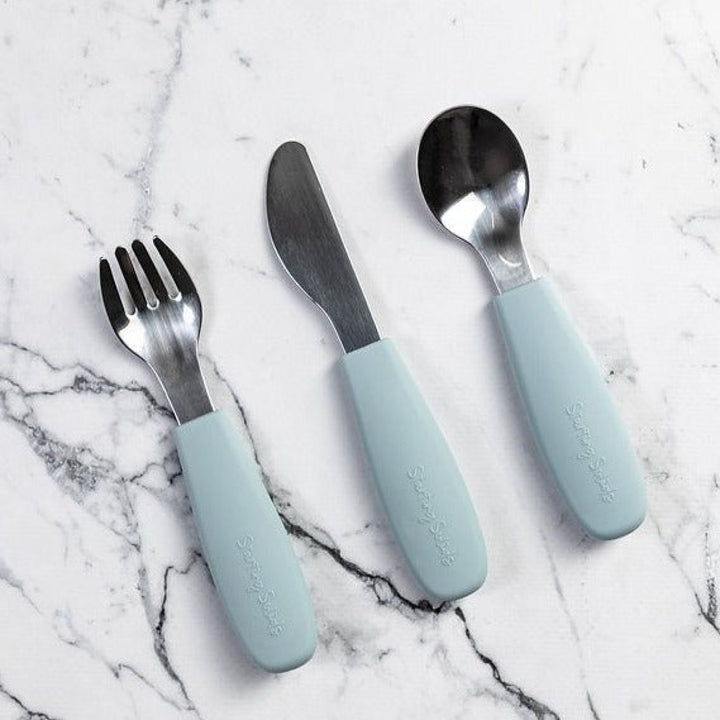 Starting Solids Big Kid Silvie Cutlery Set Eggshell Blue