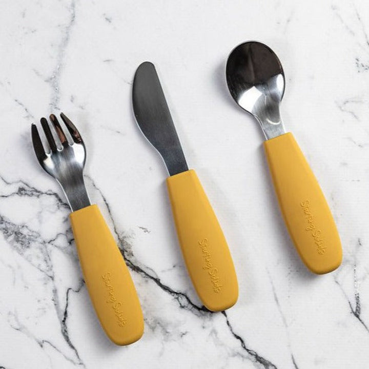 Starting Solids Big Kid Silvie Cutlery Set Mustard