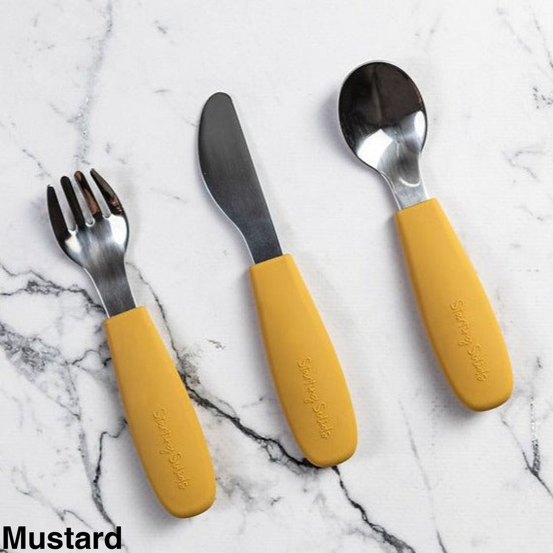 Starting Solids Big Kid Silvie Cutlery Set Mustard