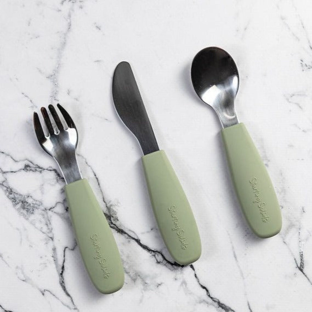 Starting Solids Big Kid Silvie Cutlery Set Sage Green