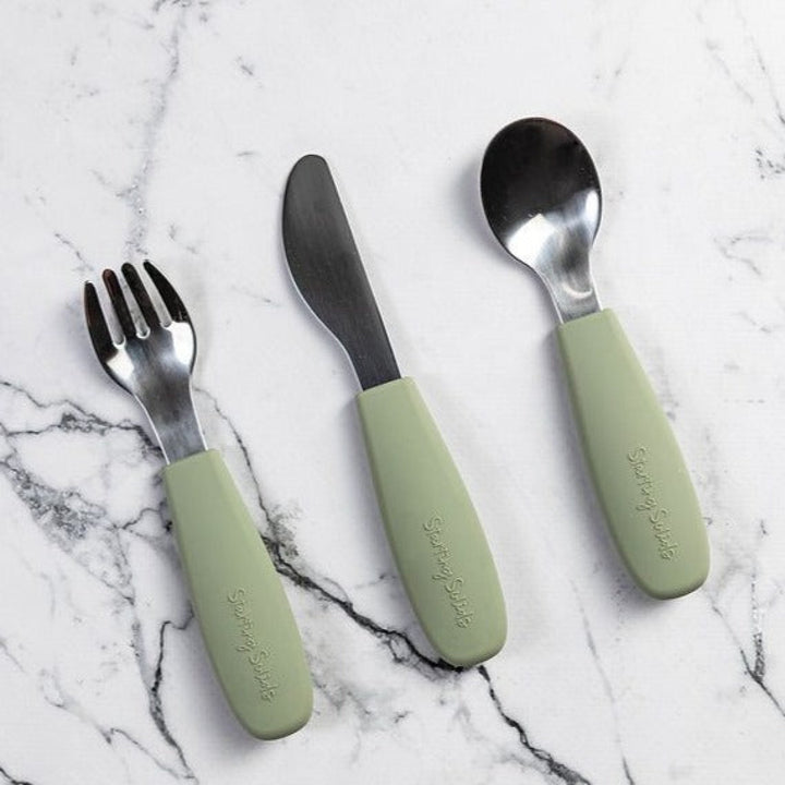 Starting Solids Big Kid Silvie Cutlery Set Sage Green