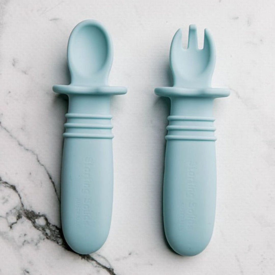 Starting Solids Selfie Soon & Fork Set Blue