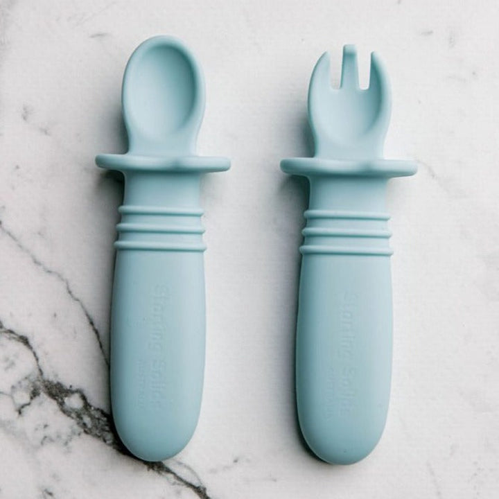 Starting Solids Selfie Soon & Fork Set Blue