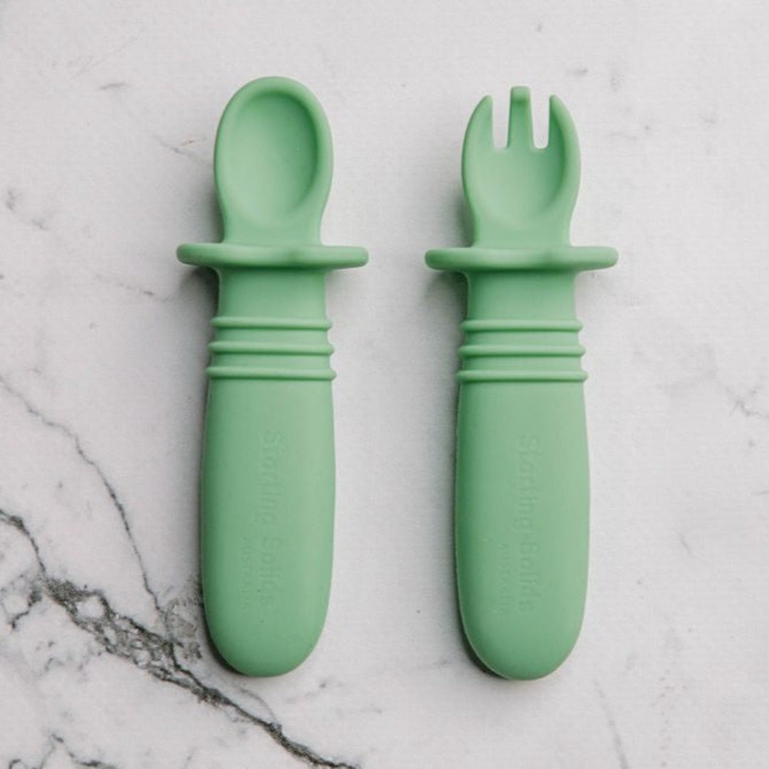 Starting Solids Selfie Soon & Fork Set Green