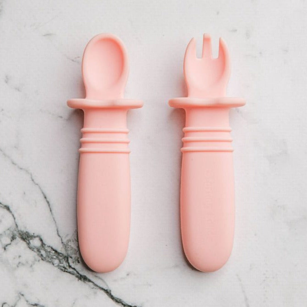 Starting Solids Selfie Soon & Fork Set Pink