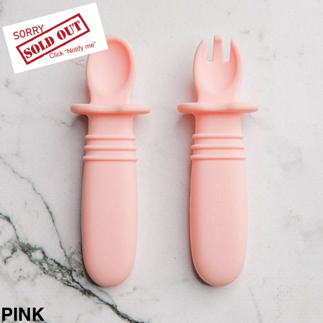 Starting Solids Selfie Soon & Fork Set Pink