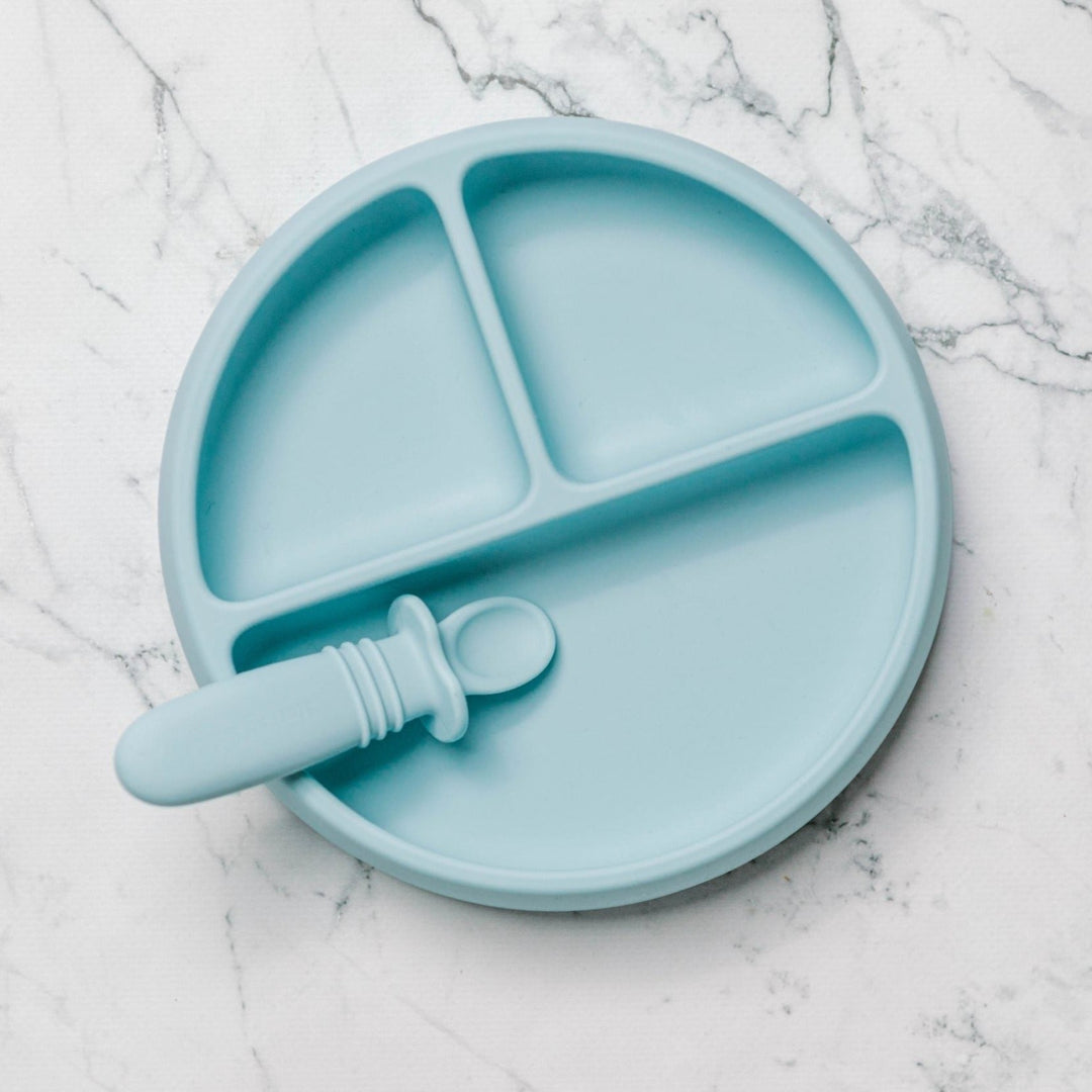 Starting Solids Suckie Scoop Divided Plate Blue