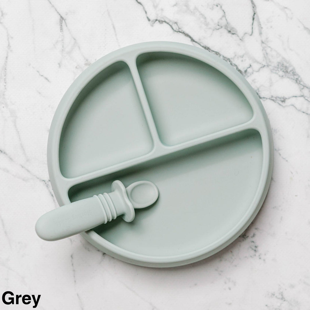 Starting Solids Suckie Scoop Divided Plate Grey