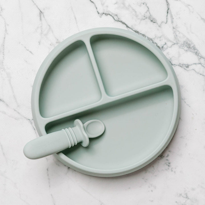 Starting Solids Suckie Scoop Divided Plate Grey