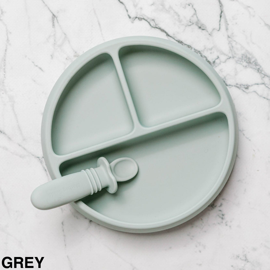 Starting Solids Suckie Scoop Divided Plate Grey