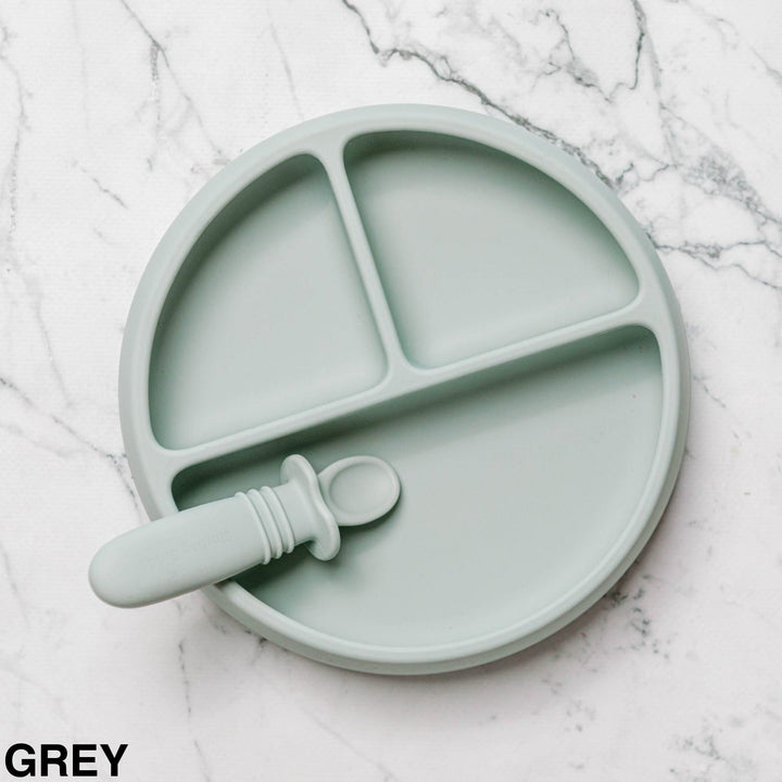 Starting Solids Suckie Scoop Divided Plate Grey