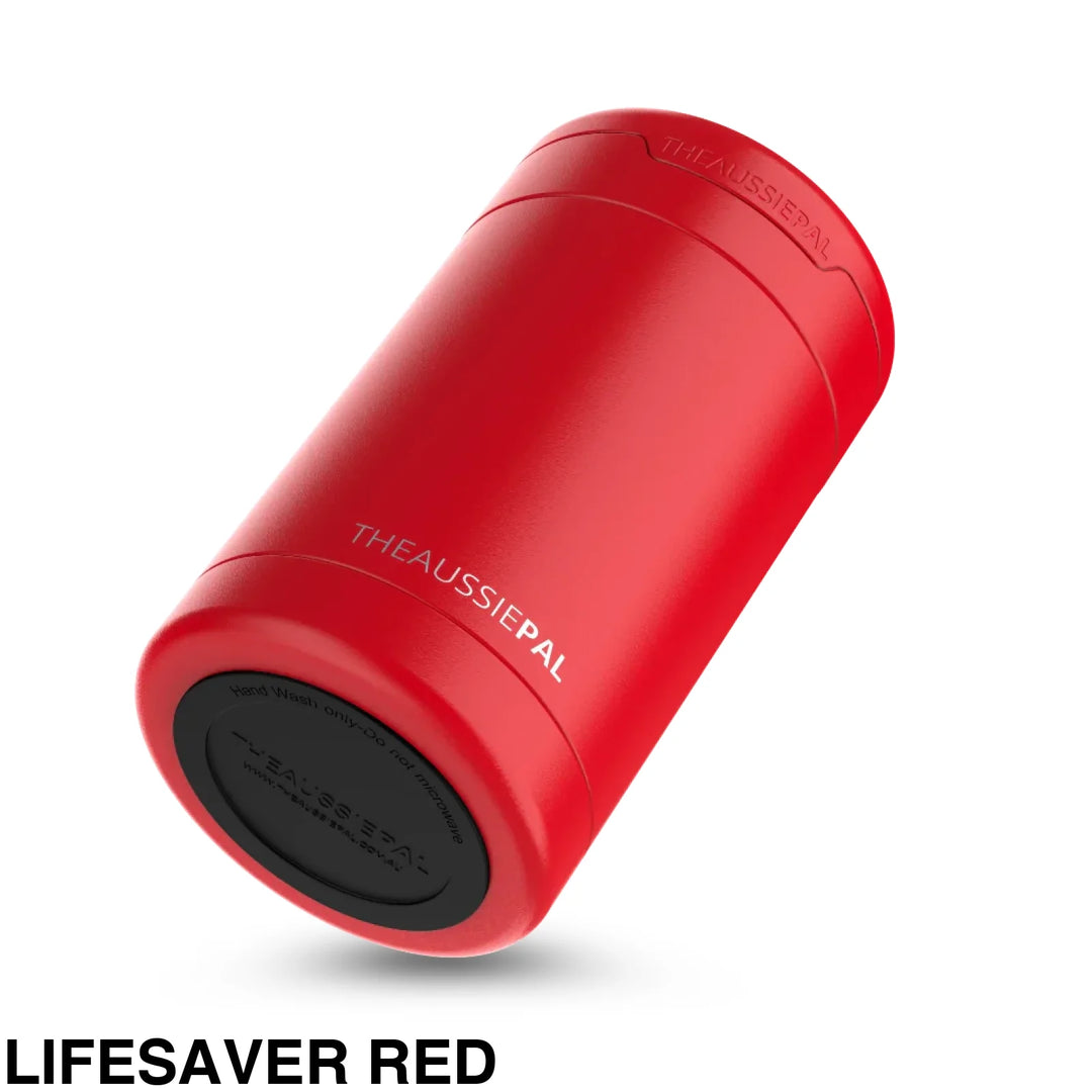 The Aussie Pal Cooler Pal Insulated Stubby Holder Lifesaver Red