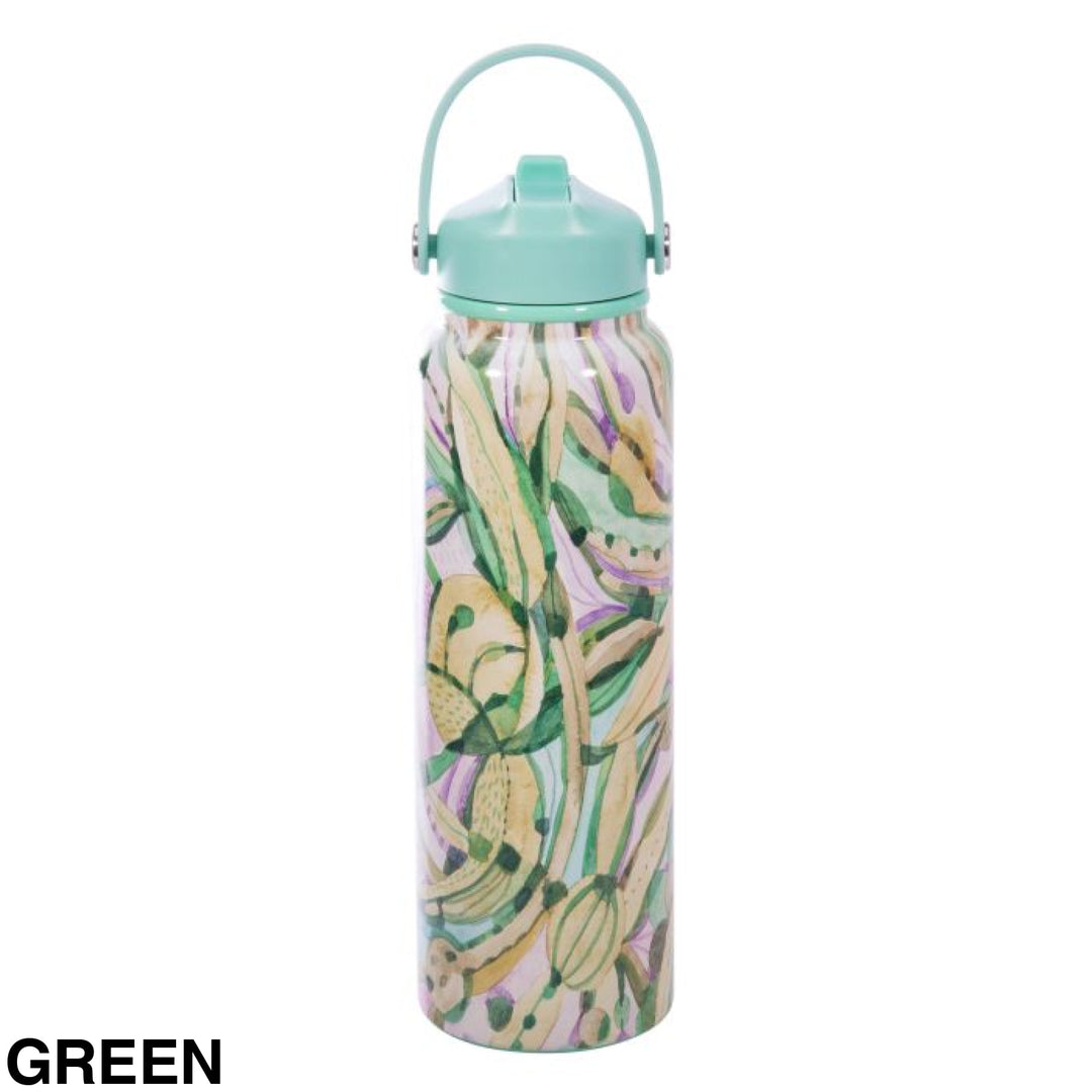 The Australian Collection - Insulated Leakproof 1 Litre Bottle - Tara Axford Green