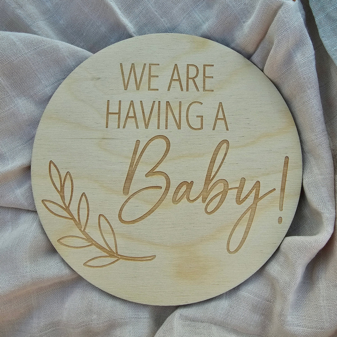 We Are Having A Baby Engraved Disc - Leaf