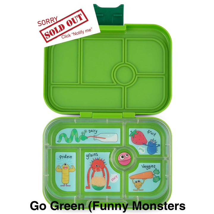 Yumbox Original 6 Compartment Go Green (Funny Monsters Tray)