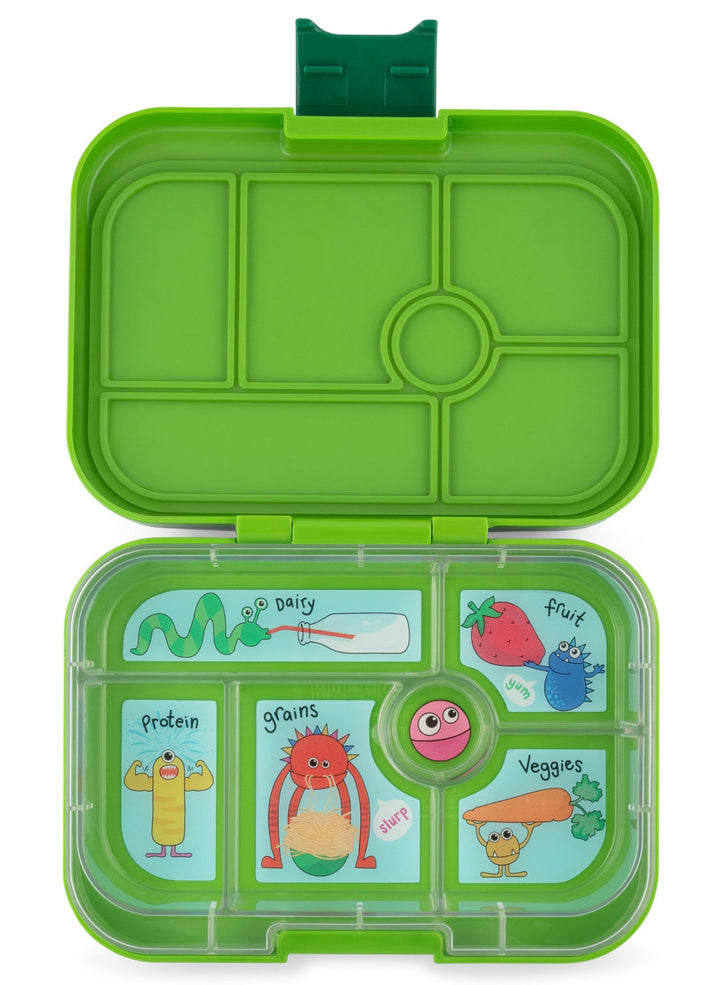 Yumbox Original 6 Compartment Go Green (Funny Monsters Tray)