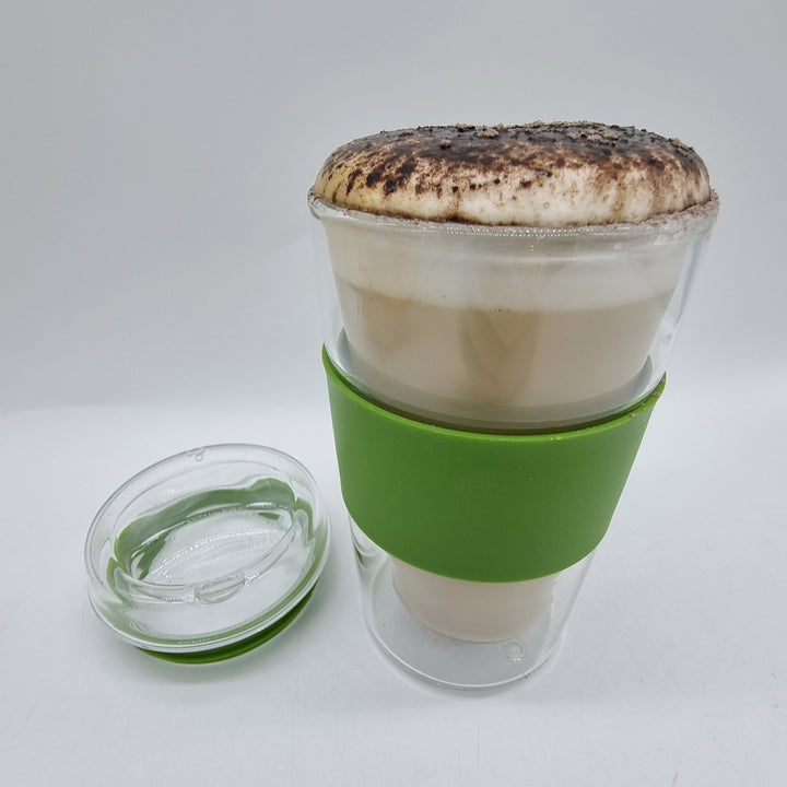 Ioco 12Oz Reusable Glass Coffee Travel Cup