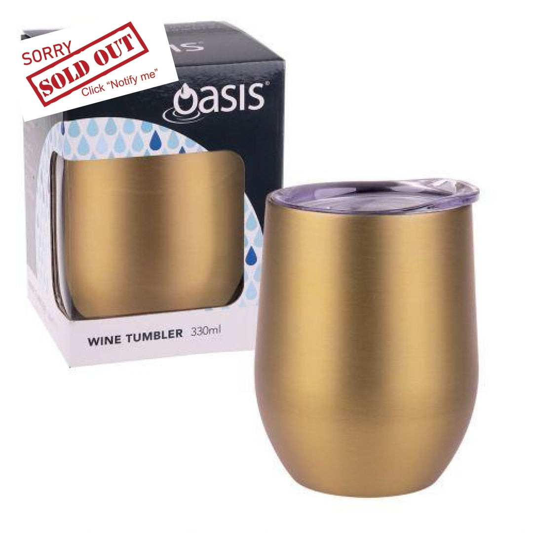 Oasis Insulated Wine Tumbler 330Ml Gift Boxed Champagne Gold